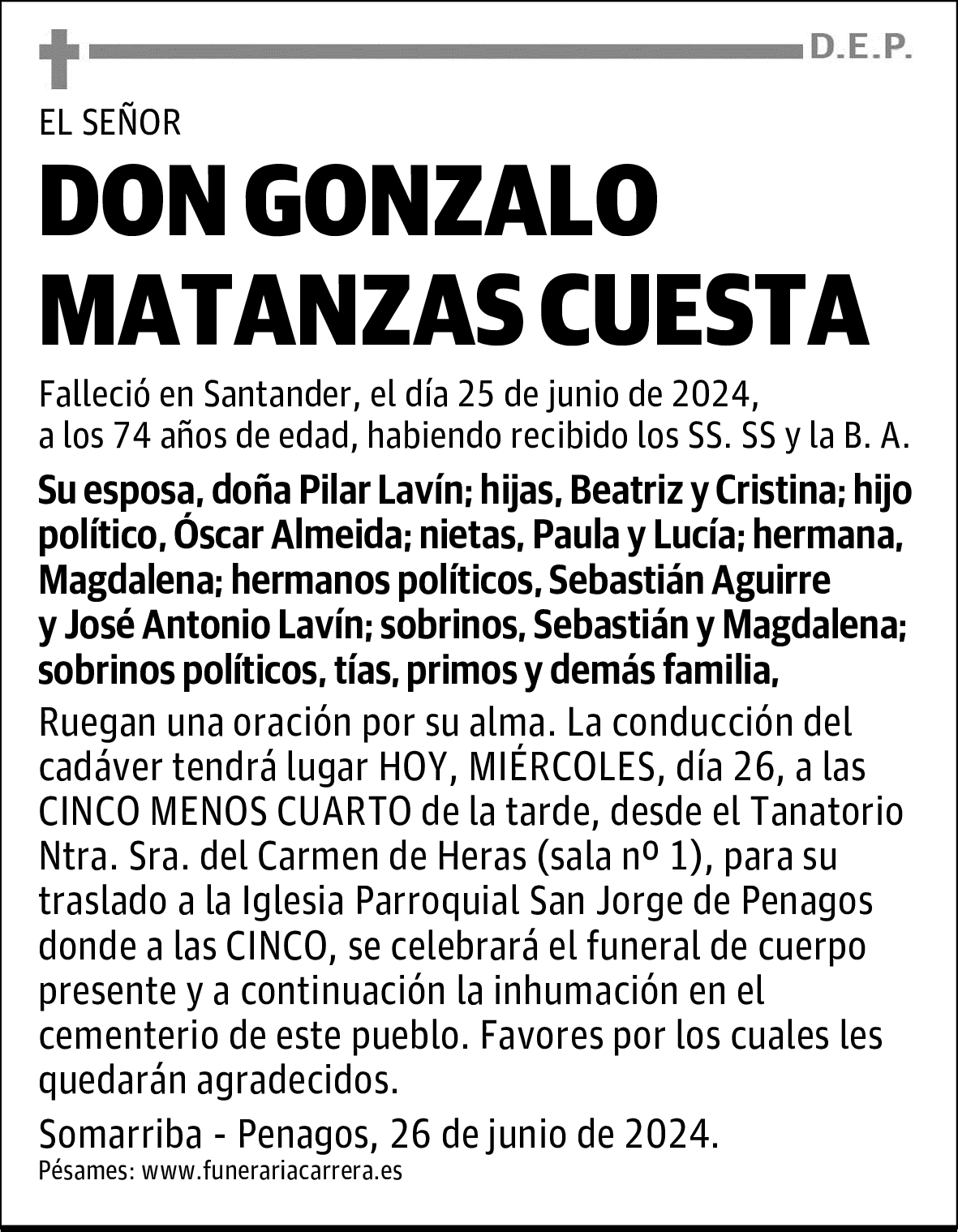 DON GONZALO MATANZAS CUESTA
