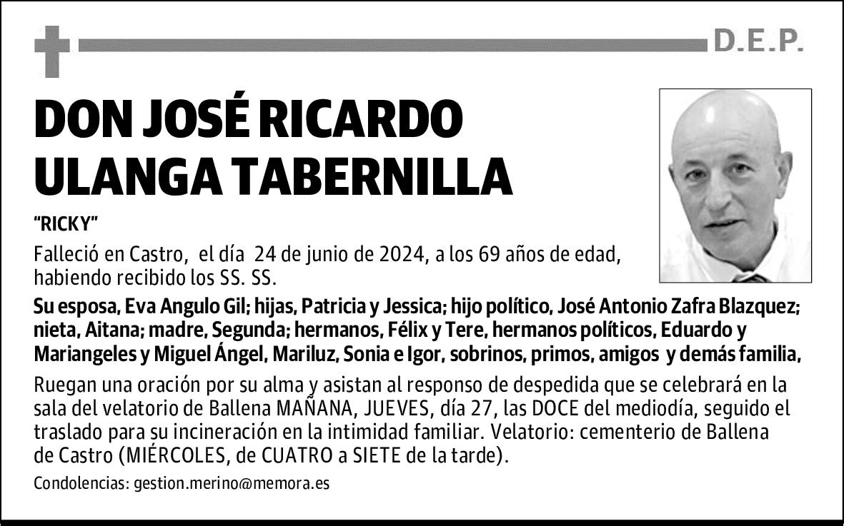 DON JOSÉ RICARDO ULANGA TABERNILLA