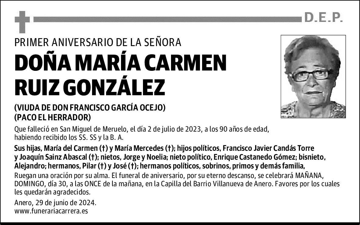 DOÑA MARÍA CARMEN RUIZ GONZÁLEZ