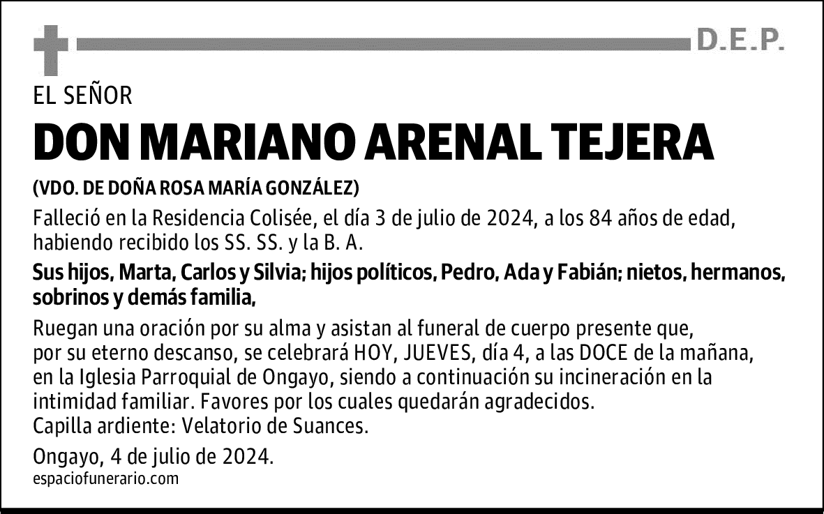 DON MARIANO ARENAL TEJERA