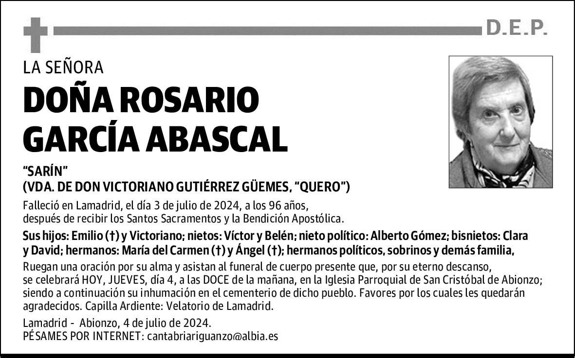 DOÑA ROSARIO GARCÍA ABASCAL