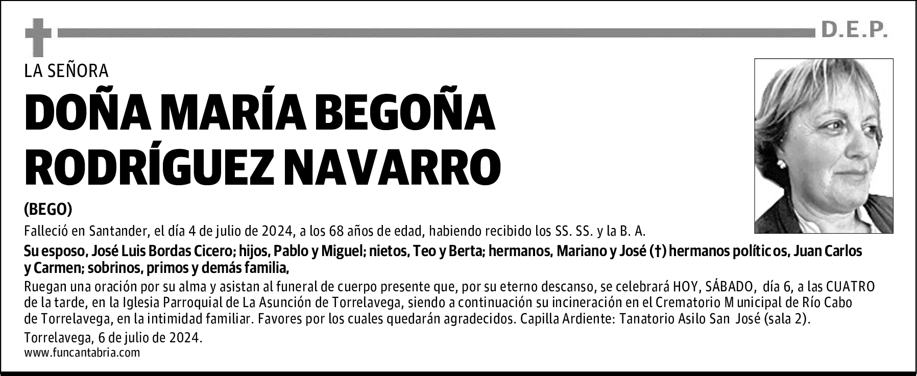 DOÑA MARÍA BEGOÑA RODRÍGUEZ NAVARRO