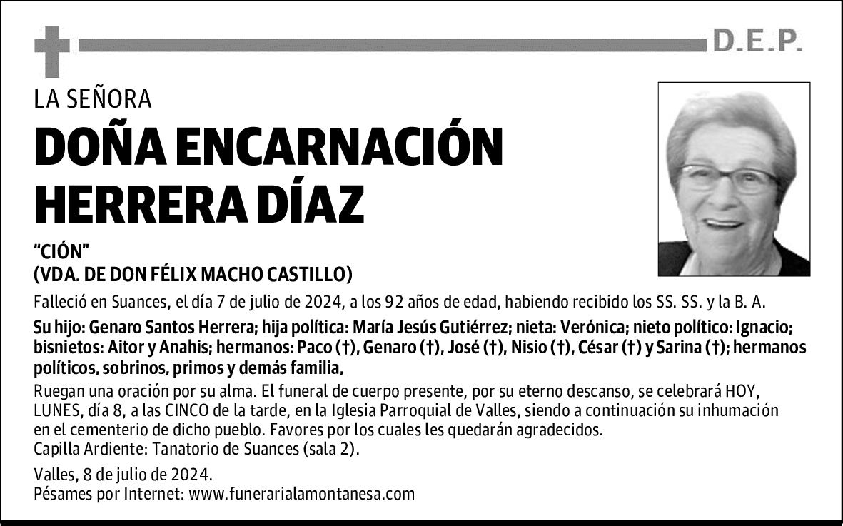 DOÑA ENCARNACIÓN HERRERA DÍAZ