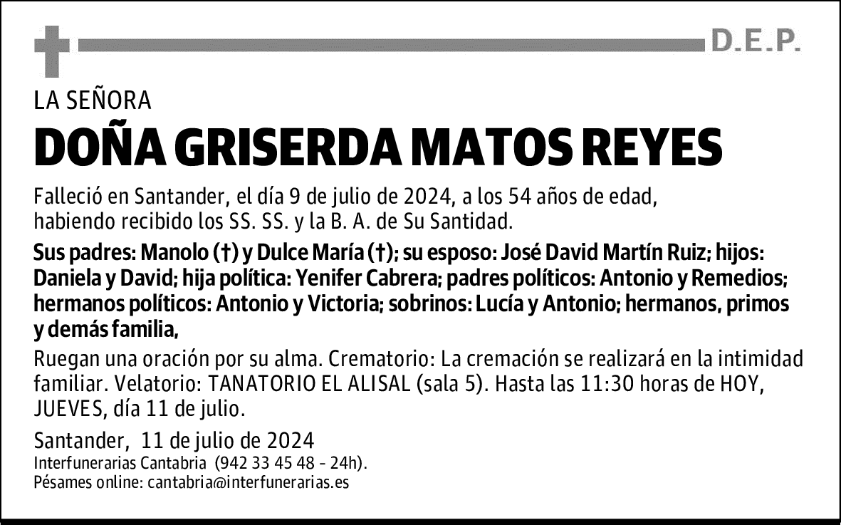 DOÑA GRISERDA MATOS REYES