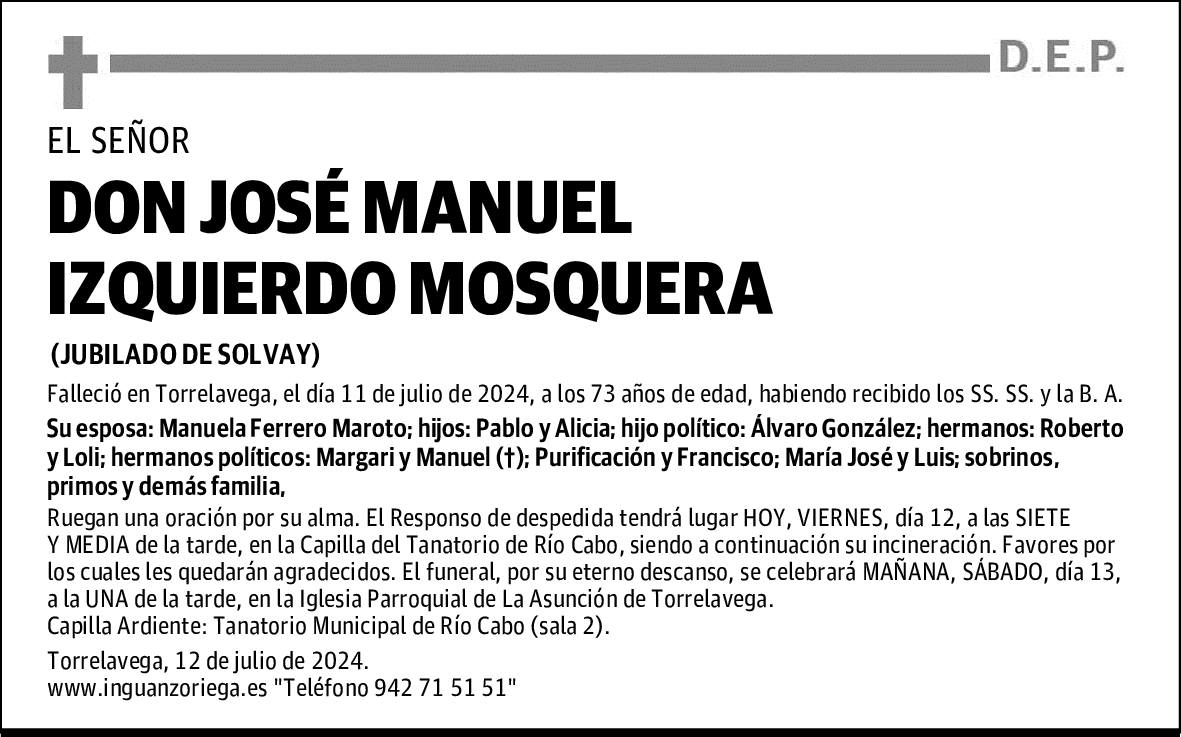 DON JOSÉ MANUEL IZQUIERDO MOSQUERA