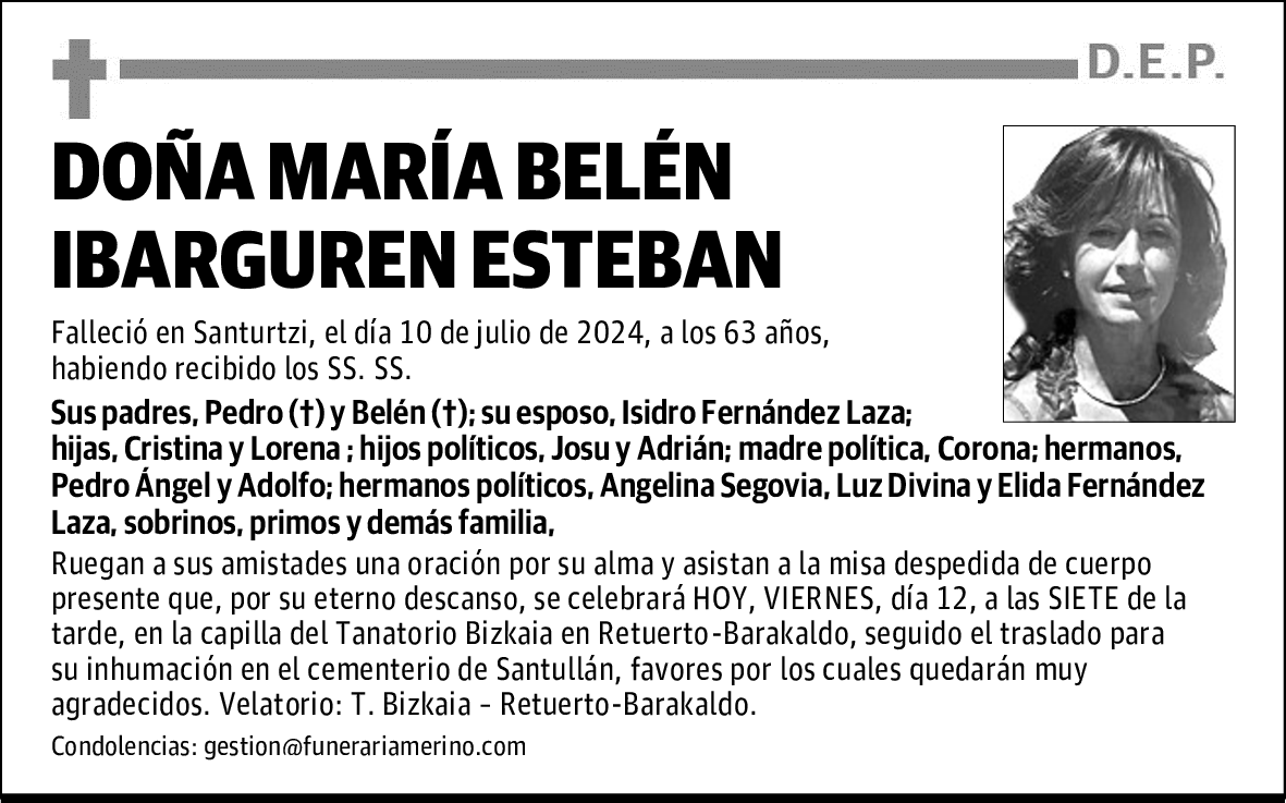 DOÑA MARÍA BELÉN IBARGUREN ESTEBAN