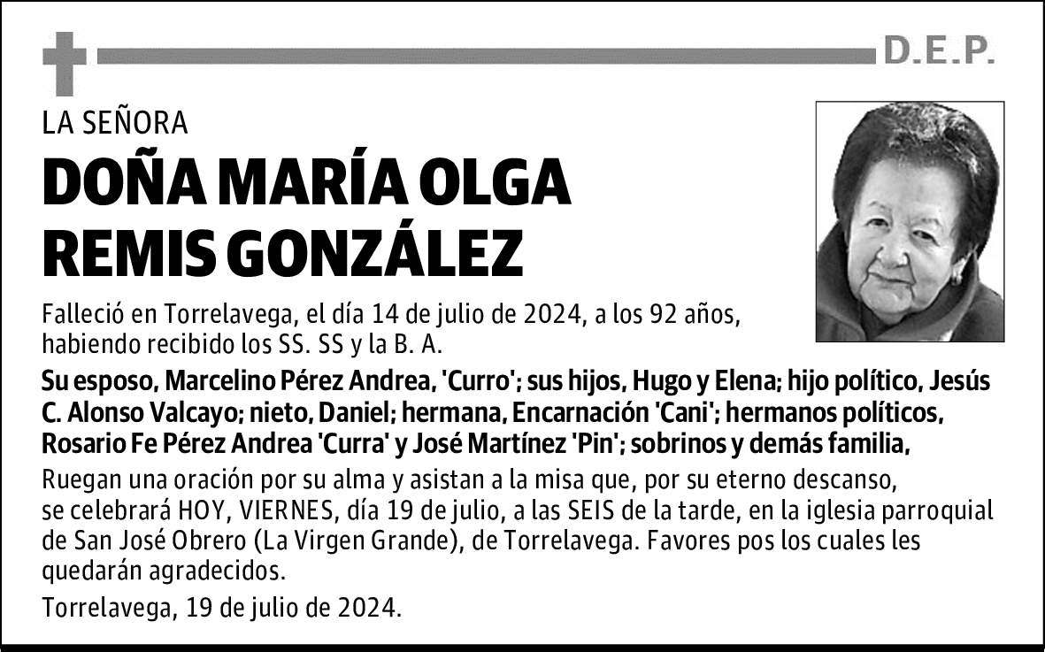 DOÑA MARÍA OLGA REMIS GONZÁLEZ