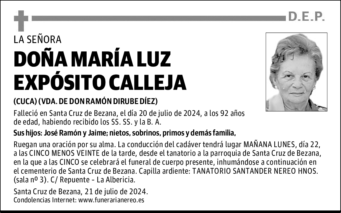 DOÑA MARÍA LUZ EXPÓSITO CALLEJA