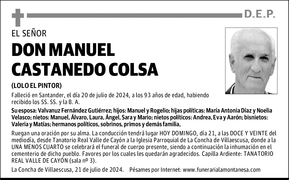DON MANUEL CASTANEDO COLSA
