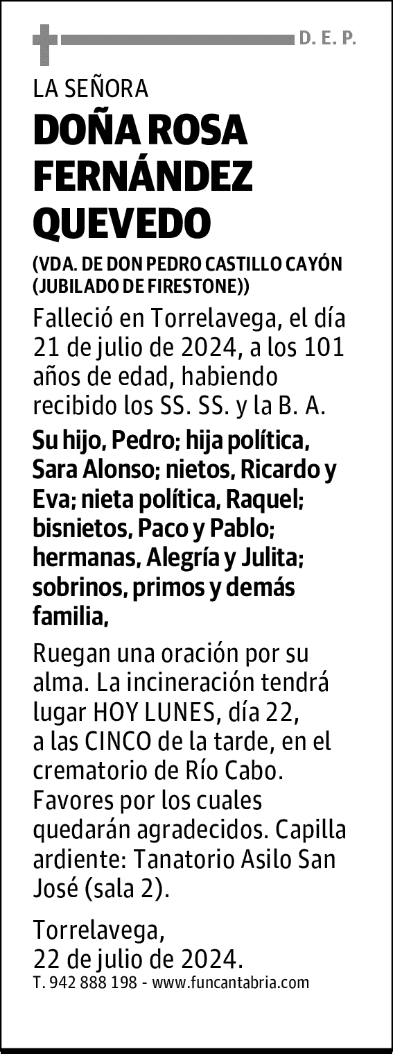DOÑA ROSA FERNÁNDEZ QUEVEDO