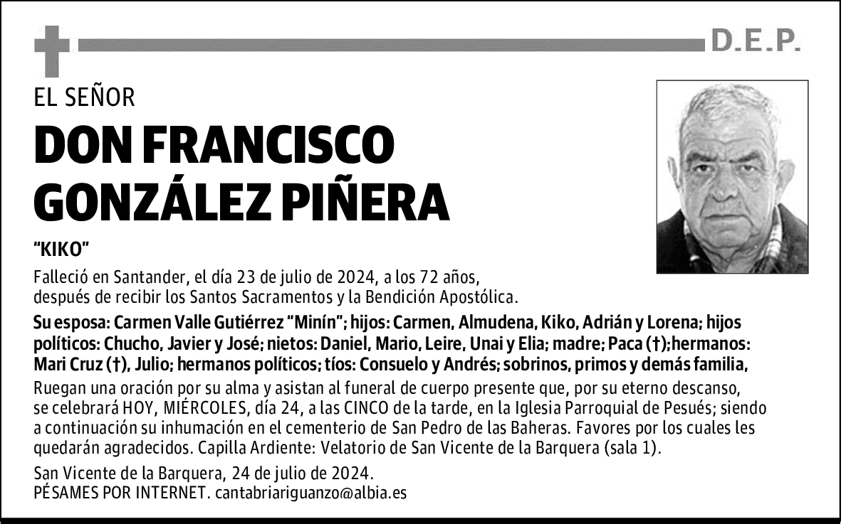 DON FRANCISCO GONZÁLEZ PIÑERA