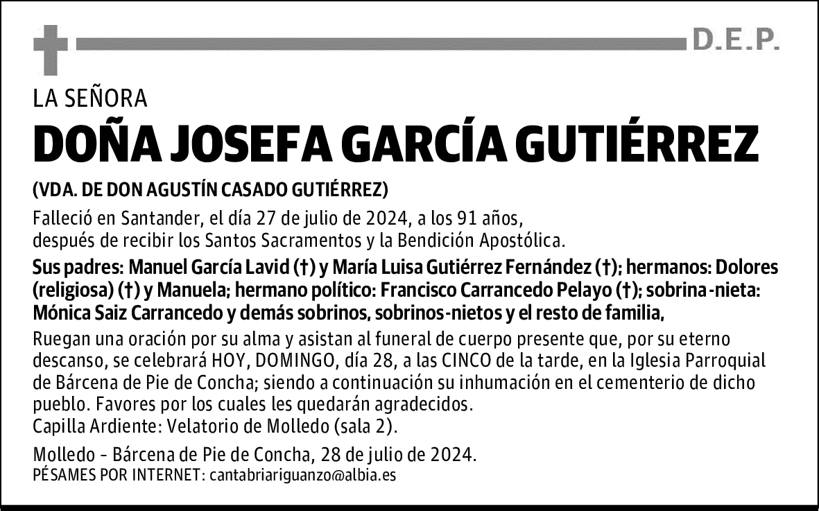 DOÑA JOSEFA GARCÍA GUTIÉRREZ