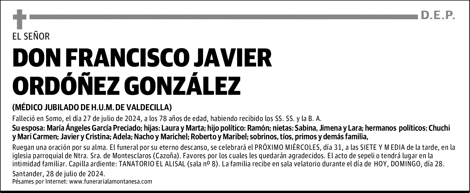 DON FRANCISCO JAVIER ORDÓÑEZ GONZÁLEZ