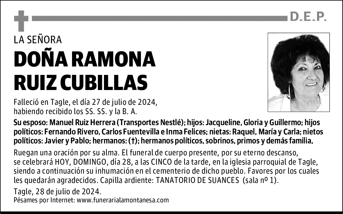 DOÑA RAMONA RUIZ CUBILLAS