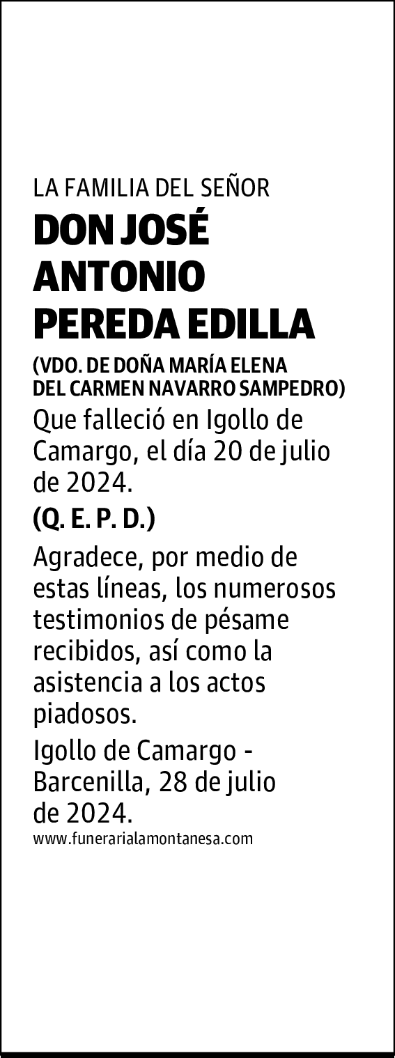 DON JOSÉ ANTONIO PEREDA EDILLA