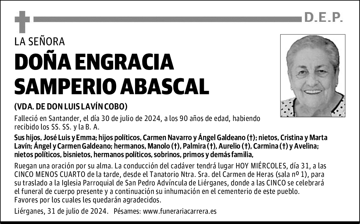 DOÑA ENGRACIA SAMPERIO ABASCAL