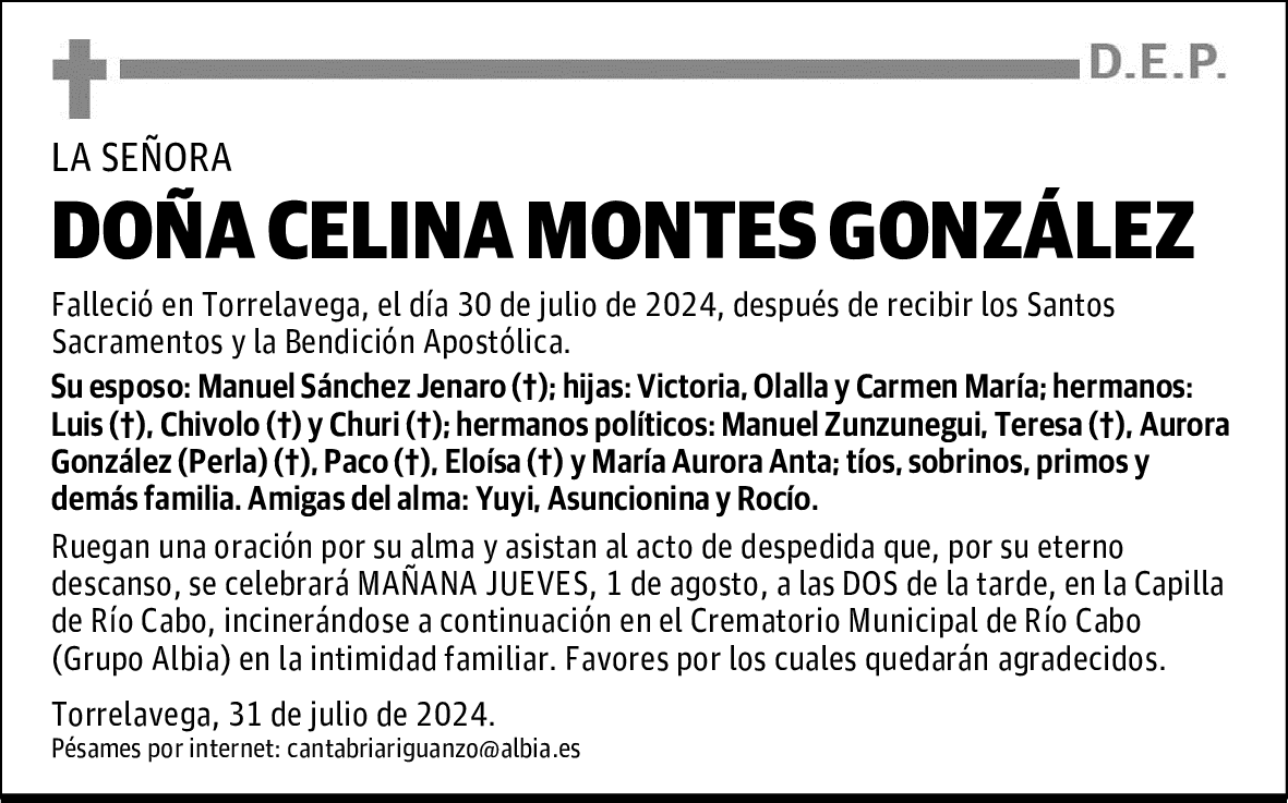 DOÑA CELINA MONTES GONZÁLEZ