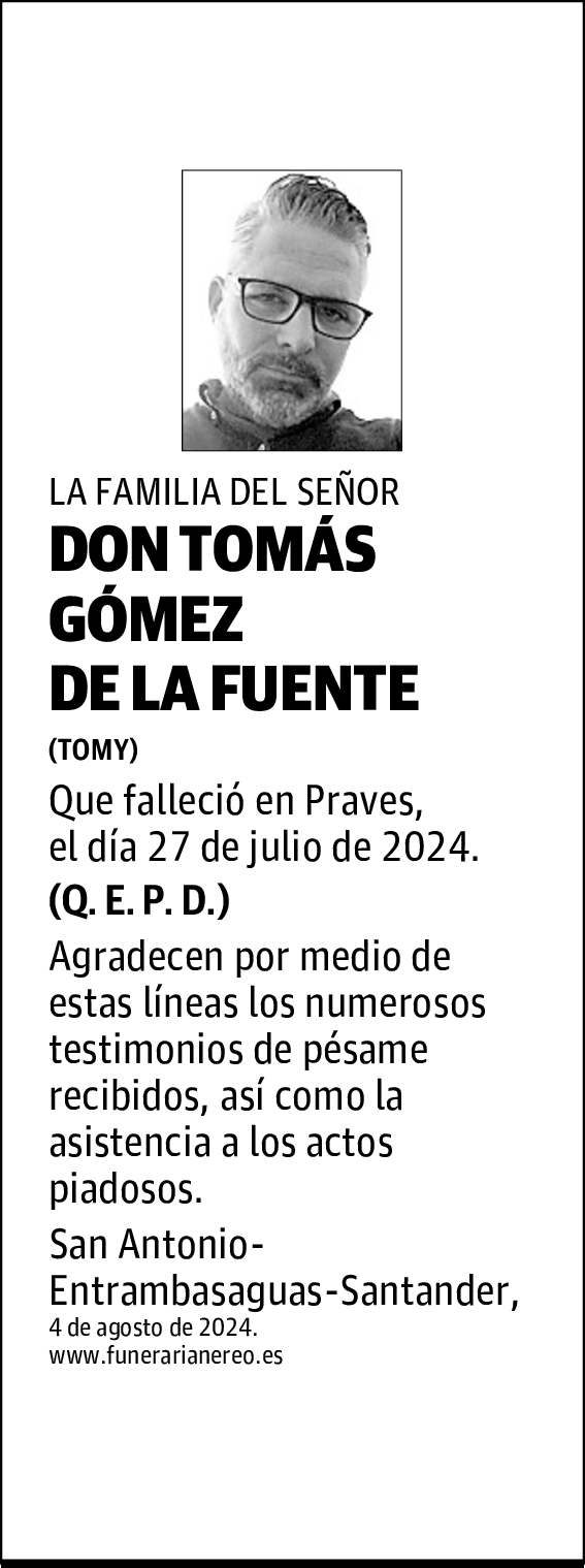 DON TOMÁS GÓMEZ DE LA FUENTE