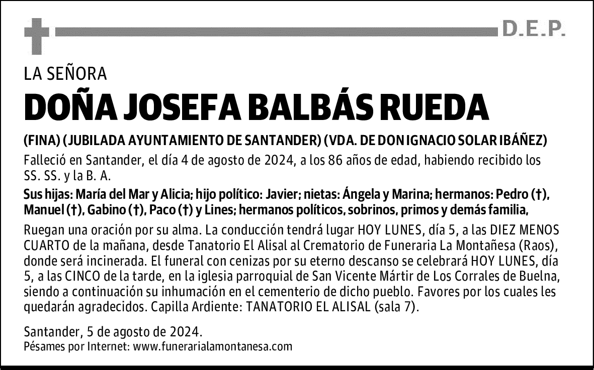 DOÑA JOSEFA BALBÁS RUEDA