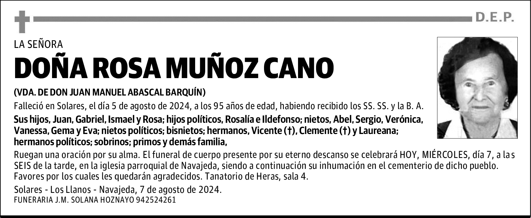 DOÑA ROSA MUÑOZ CANO