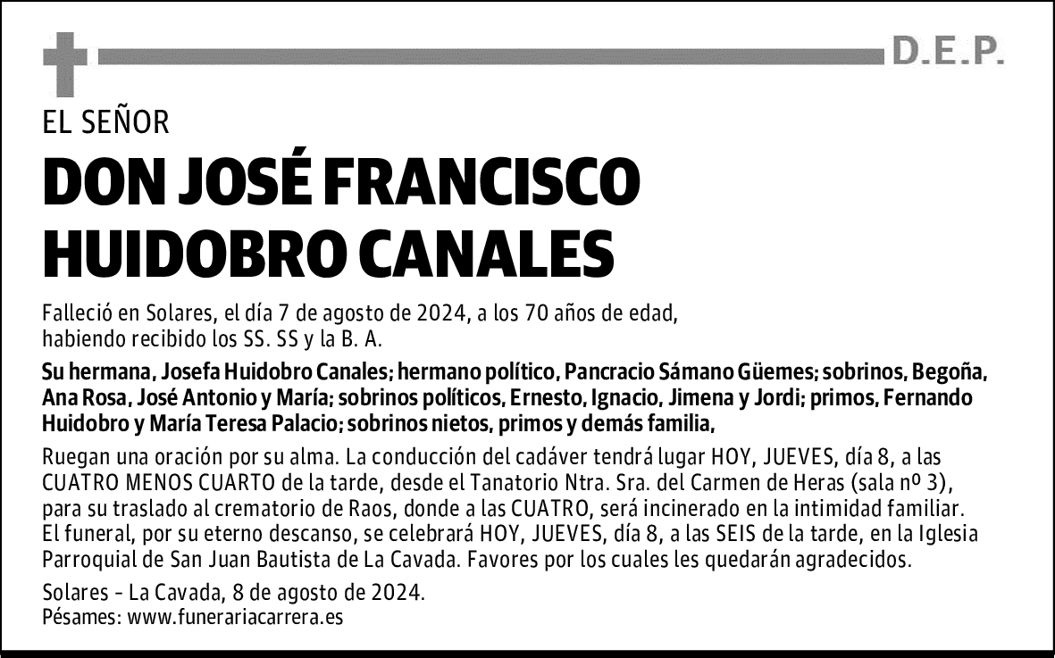 DON JOSÉ FRANCISCO HUIDOBRO CANALES