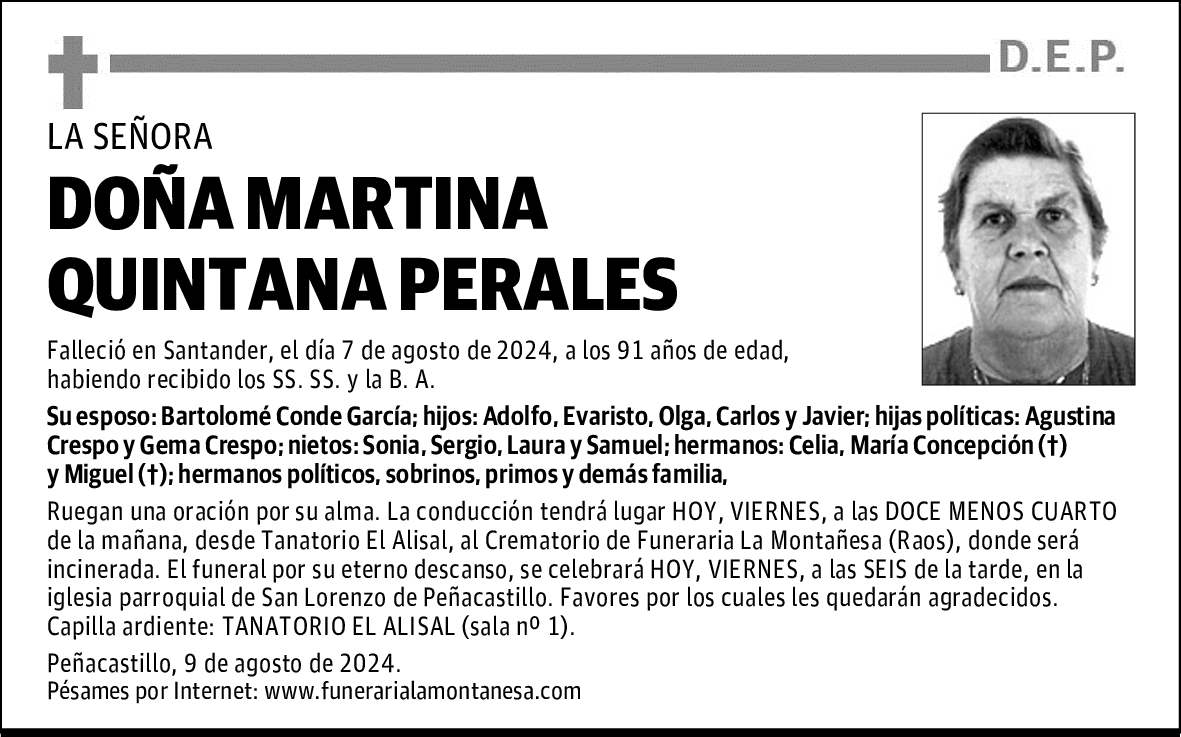 DOÑA MARTINA QUINTANA PERALES