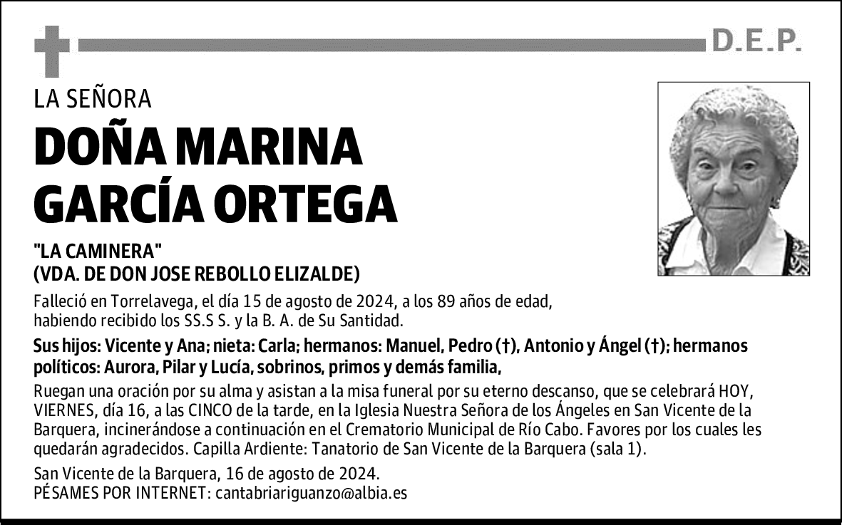 DOÑA MARINA GARCÍA ORTEGA