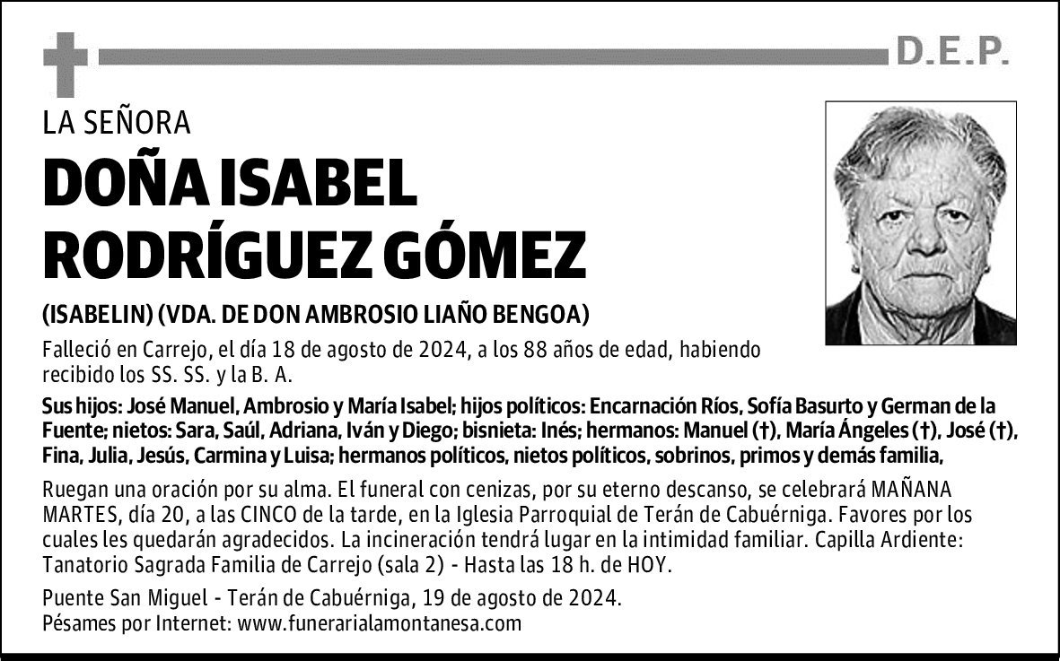 DOÑA ISABEL RODRÍGUEZ GÓMEZ