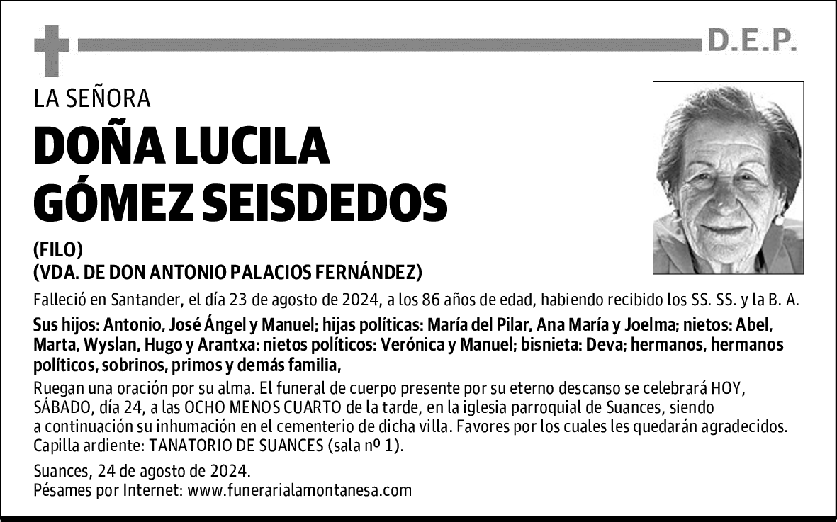 DOÑA LUCILA GÓMEZ SEISDEDOS