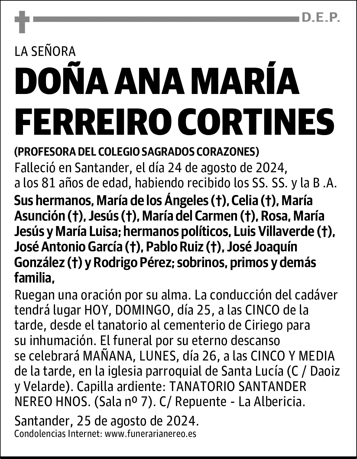 DOÑA ANA MARÍA FERREIRO CORTINES