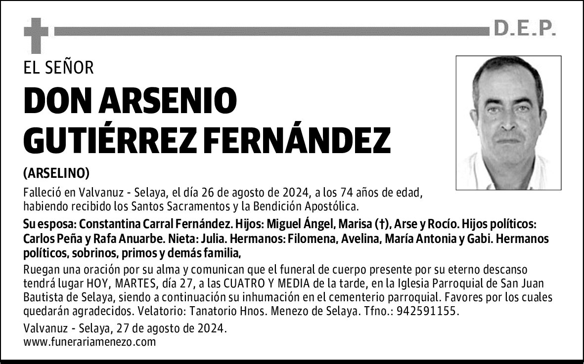 DON ARSENIO GUTIÉRREZ FERNÁNDEZ