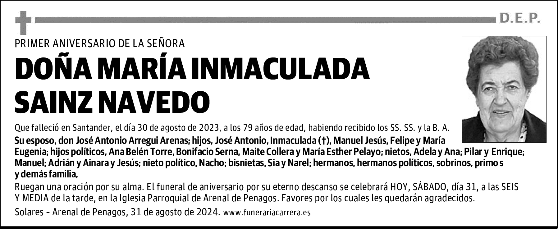 DOÑA MARÍA INMACULADA SAINZ NAVEDO