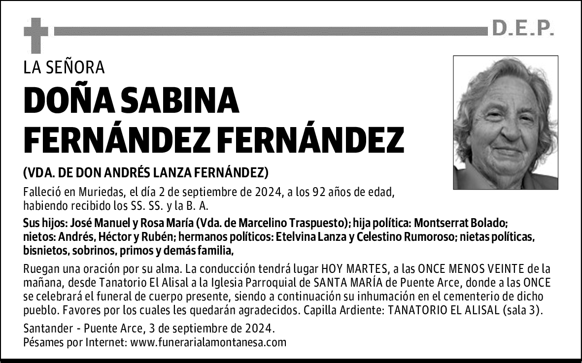 DOÑA SABINA FERNÁNDEZ FERNÁNDEZ