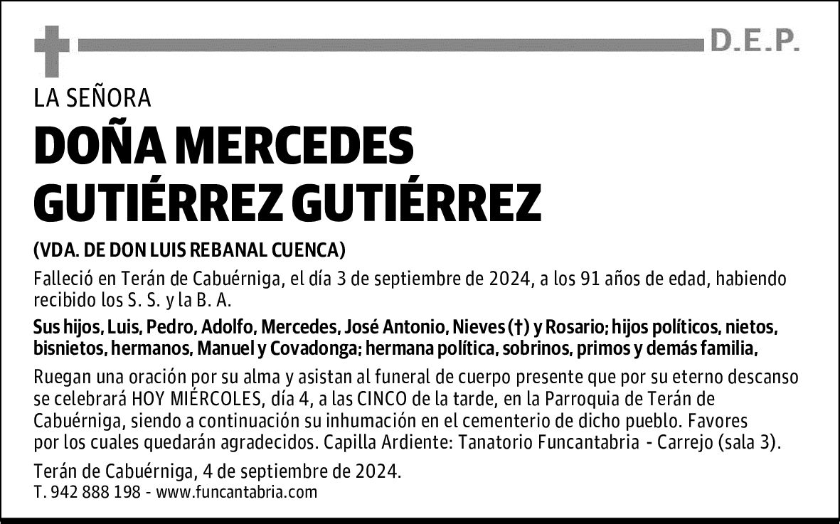 DOÑA MERCEDES GUTIÉRREZ GUTIÉRREZ