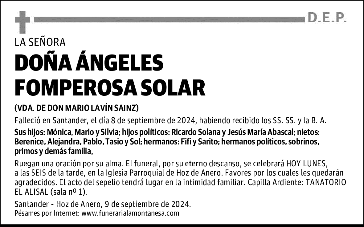 DOÑA ÁNGELES FOMPEROSA SOLAR