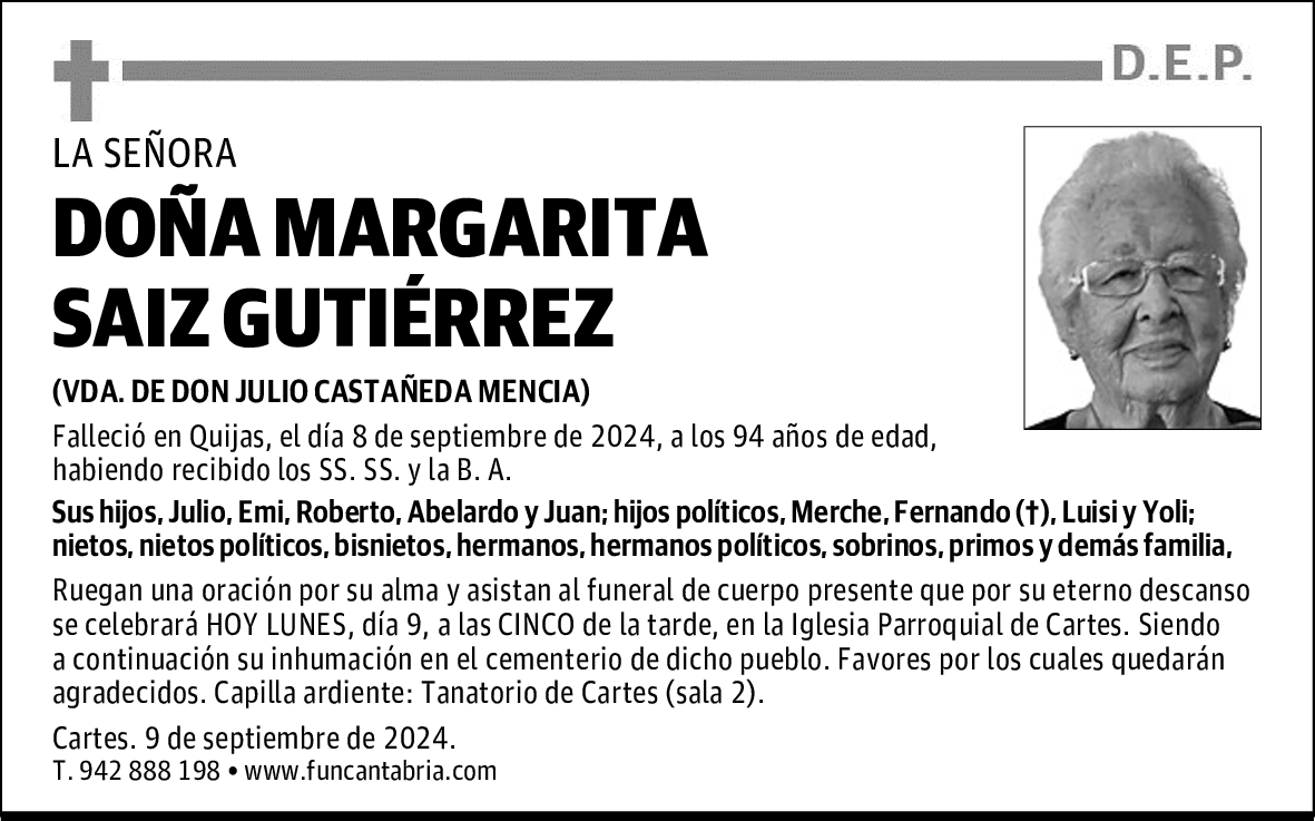 DOÑA MARGARITA SAIZ GUTIÉRREZ