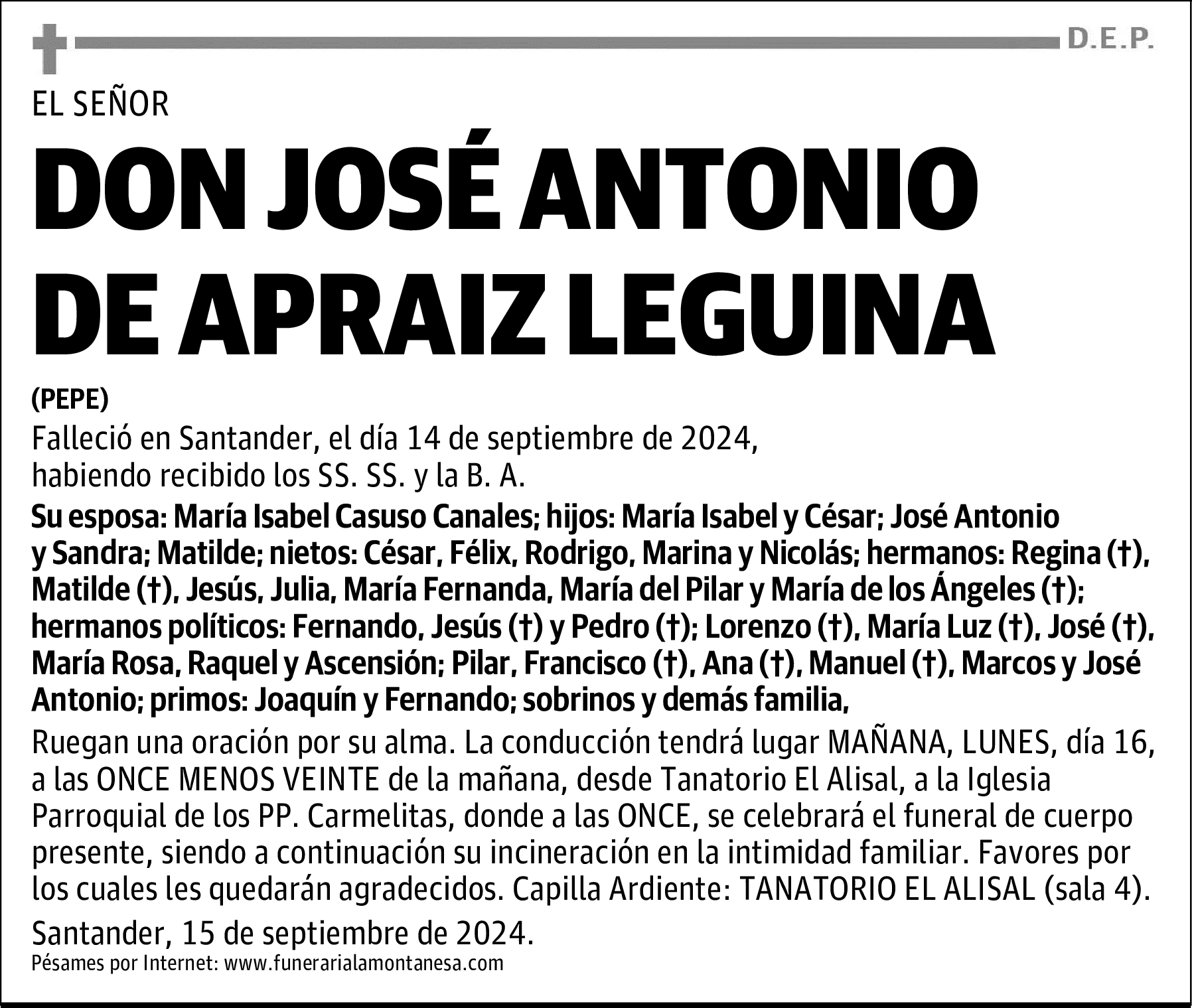 DON JOSÉ ANTONIO DE APRAIZ LEGUINA