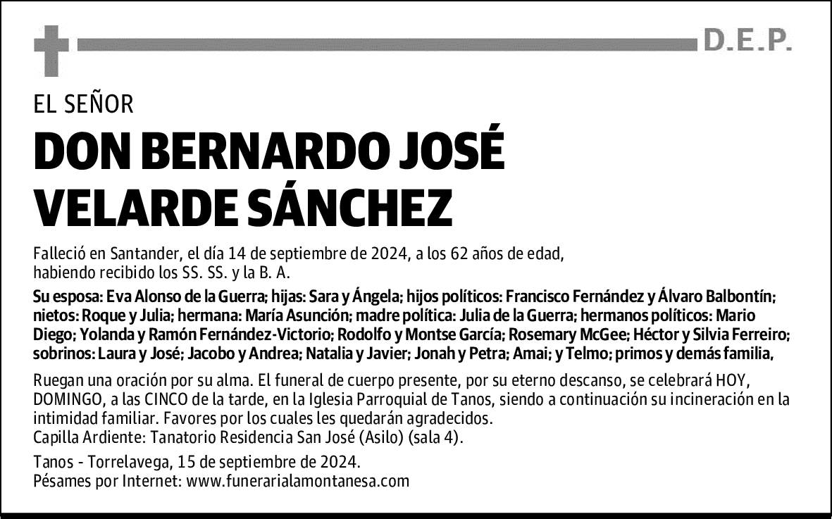 DON BERNARDO JOSÉ VELARDE SÁNCHEZ