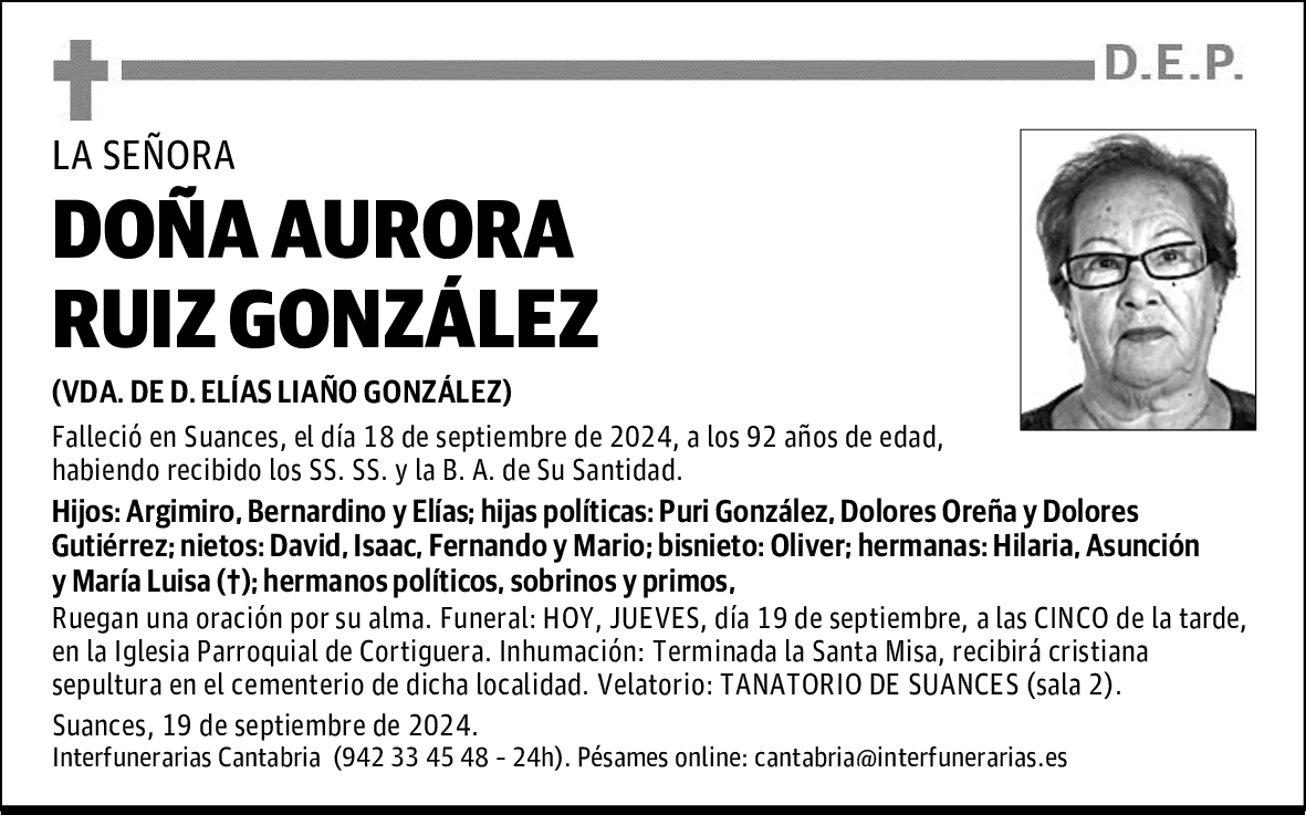 DOÑA AURORA RUIZ GONZÁLEZ