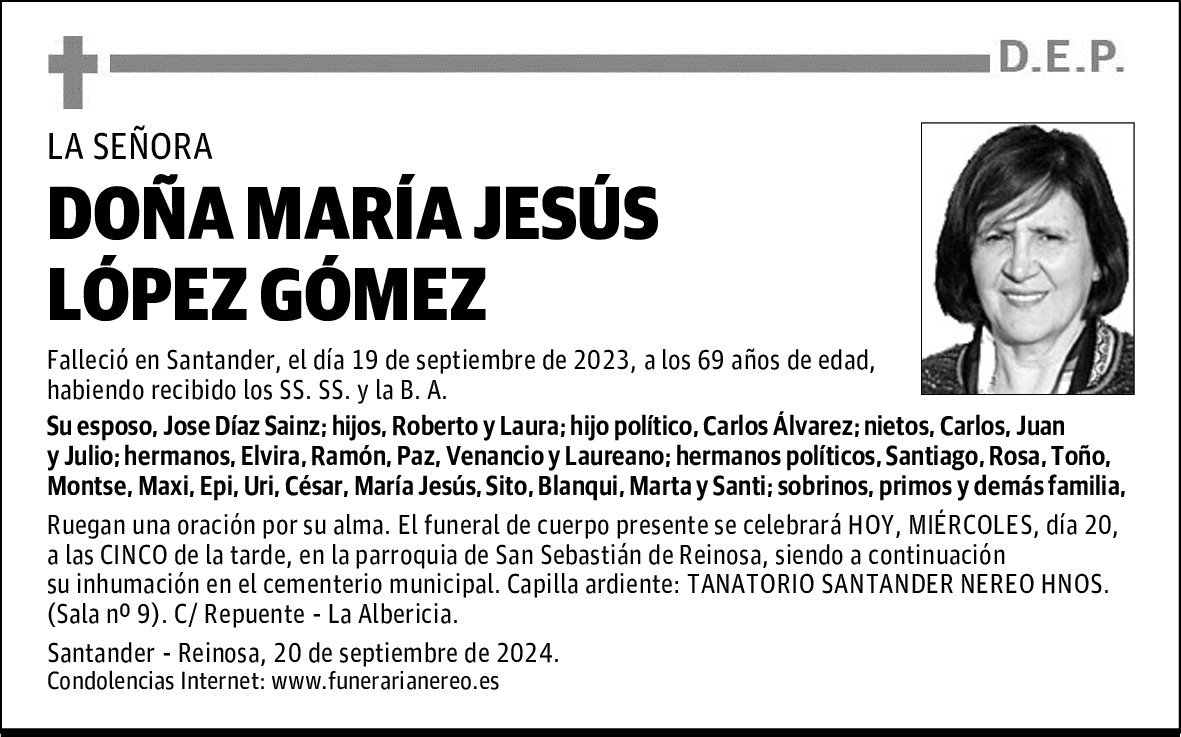 DOÑA MARÍA JESÚS LÓPEZ GÓMEZ