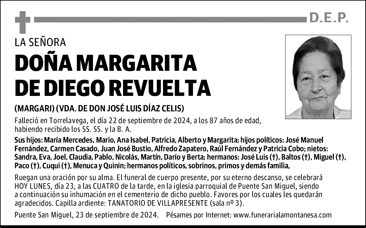 DOÑA MARGARITA DE DIEGO REVUELTA