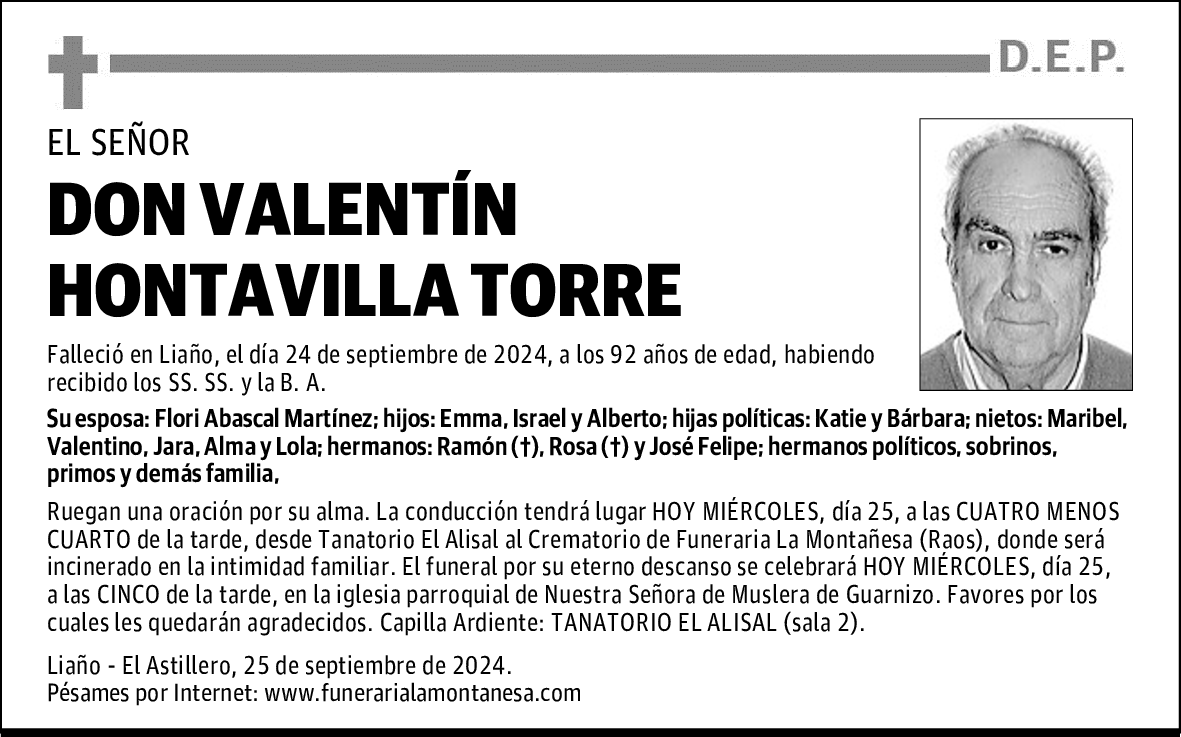 DON VALENTÍN HONTAVILLA TORRE