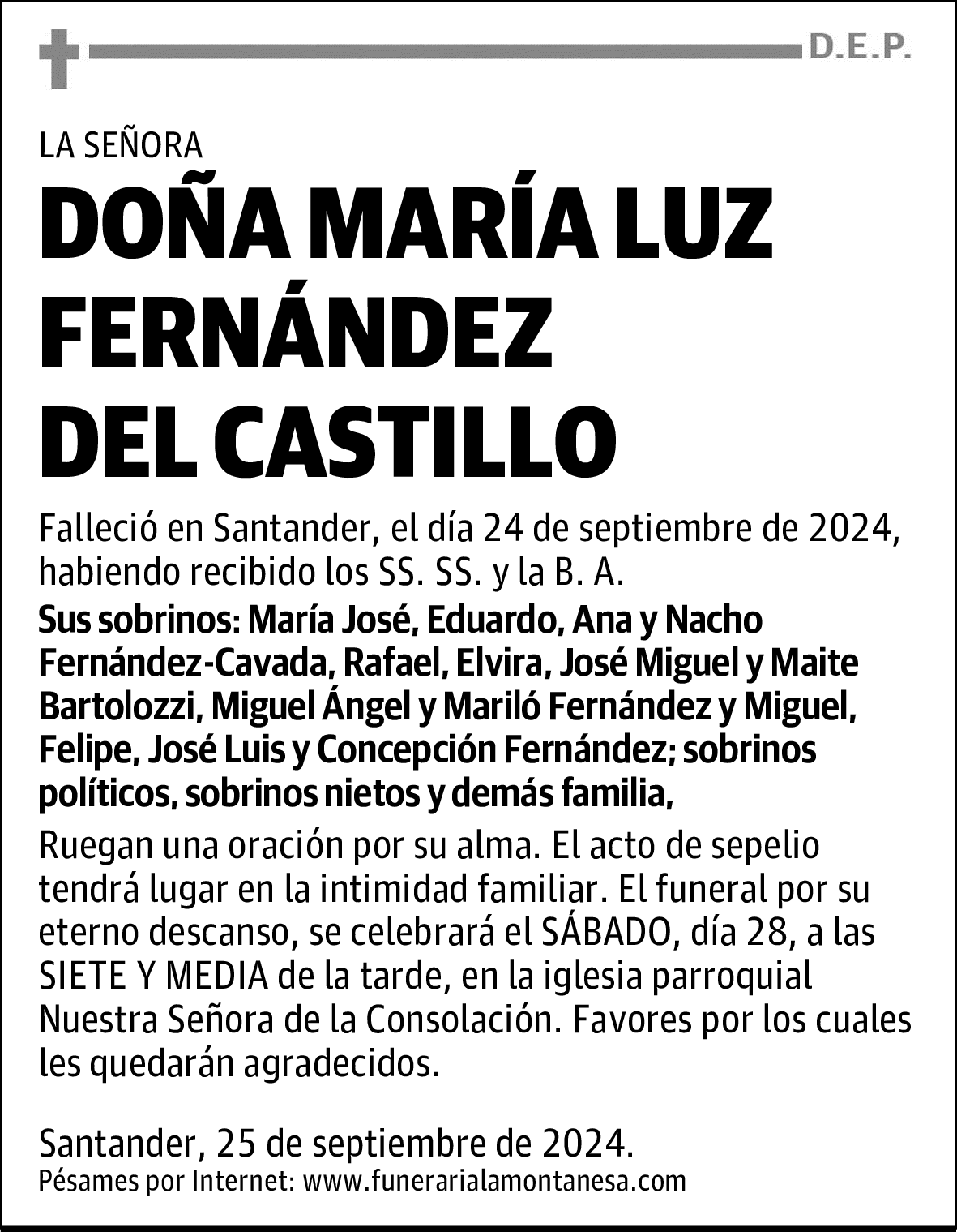 DOÑA MARÍA LUZ FERNÁNDEZ DEL CASTILLO