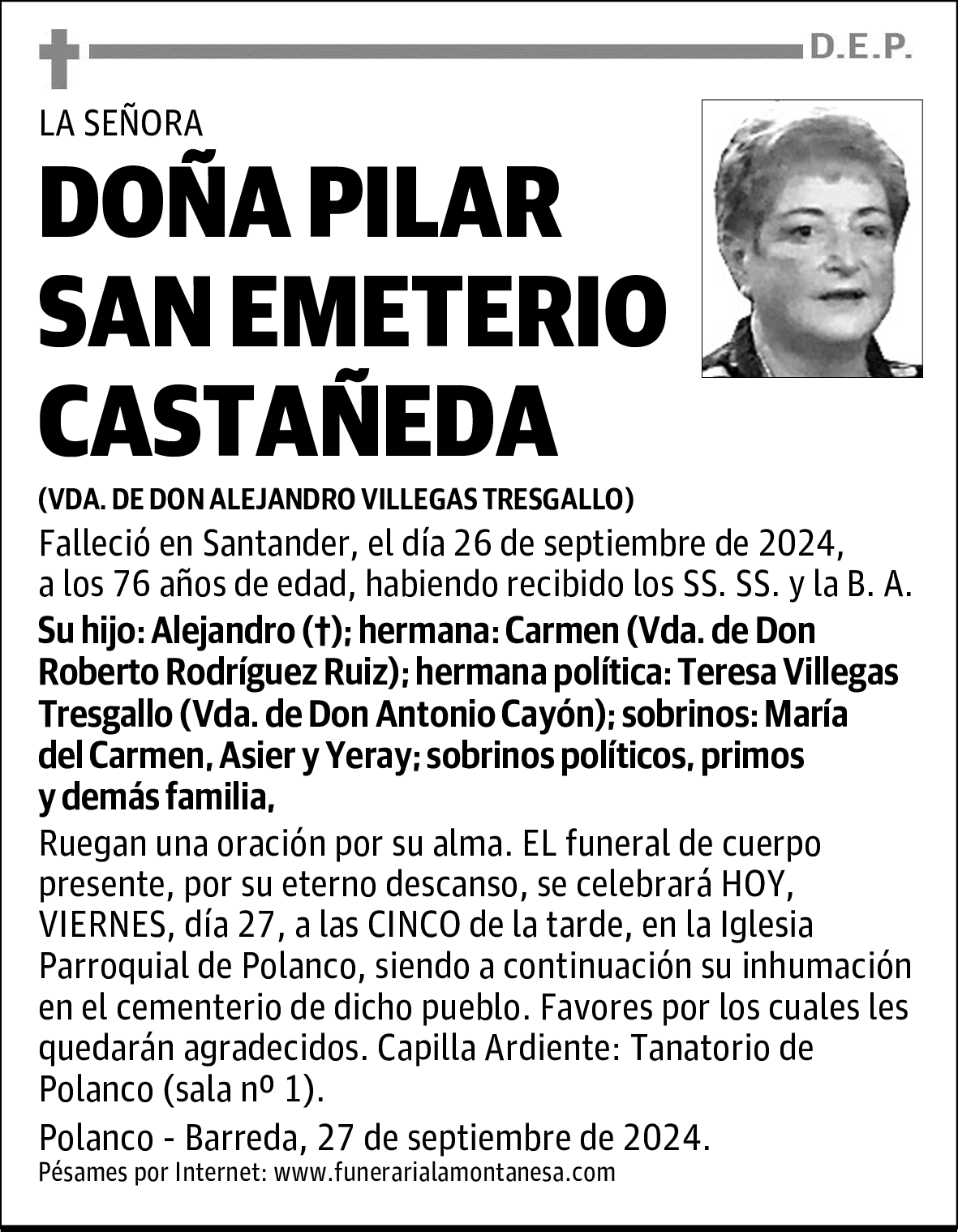 DOÑA PILAR SAN EMETERIO CASTAÑEDA