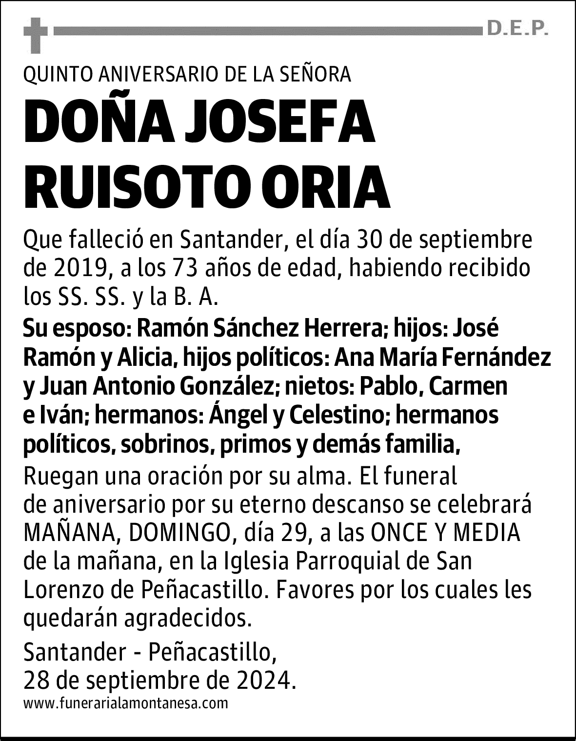 DOÑA JOSEFA RUISOTO ORIA