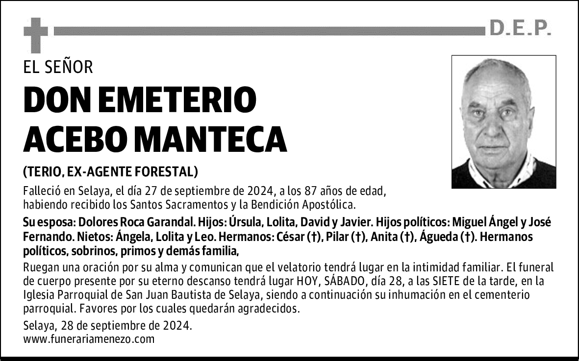 DON EMETERIO ACEBO MANTECA