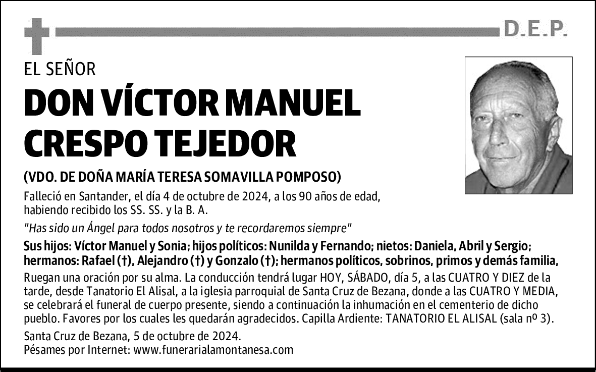 DON VÍCTOR MANUEL CRESPO TEJEDOR