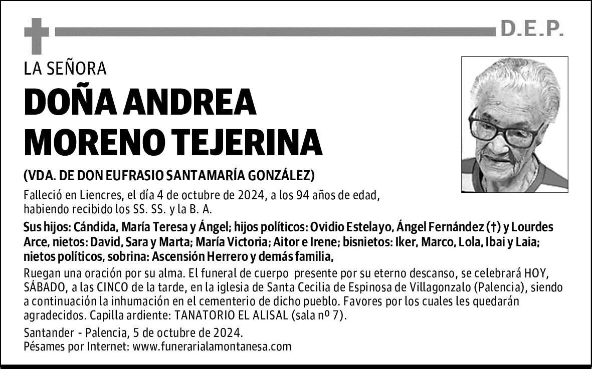 DOÑA ANDREA MORENO TEJERINA