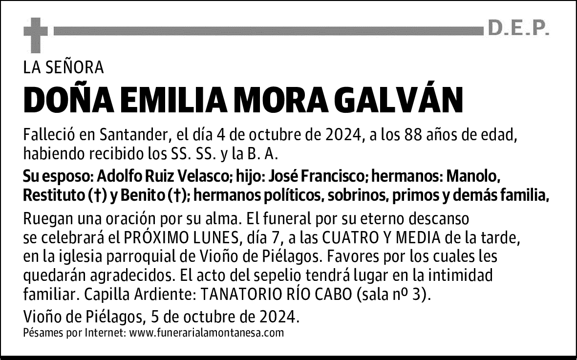 DOÑA EMILIA MORA GALVÁN