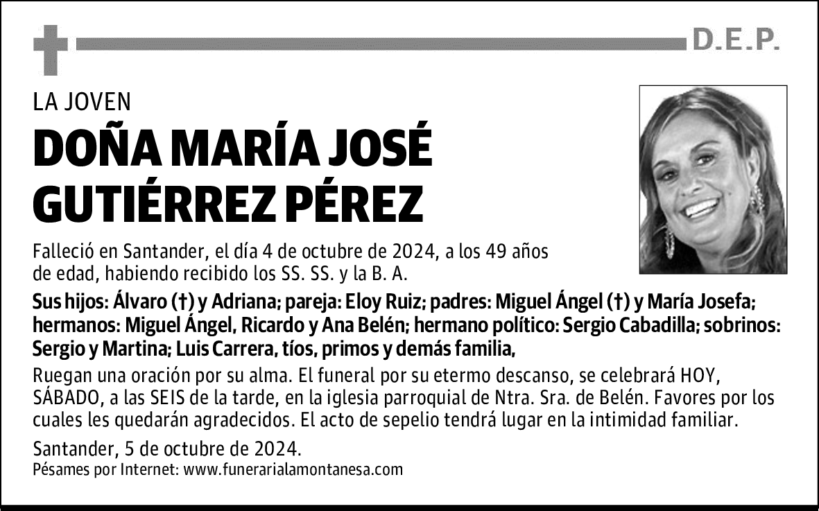 DOÑA MARÍA JOSÉ GUTIÉRREZ PÉREZ